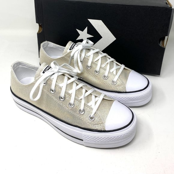 Converse ChuckTaylor AS Low Canvas Platform Gold Women's Size 10 568630C - Picture 8 of 10